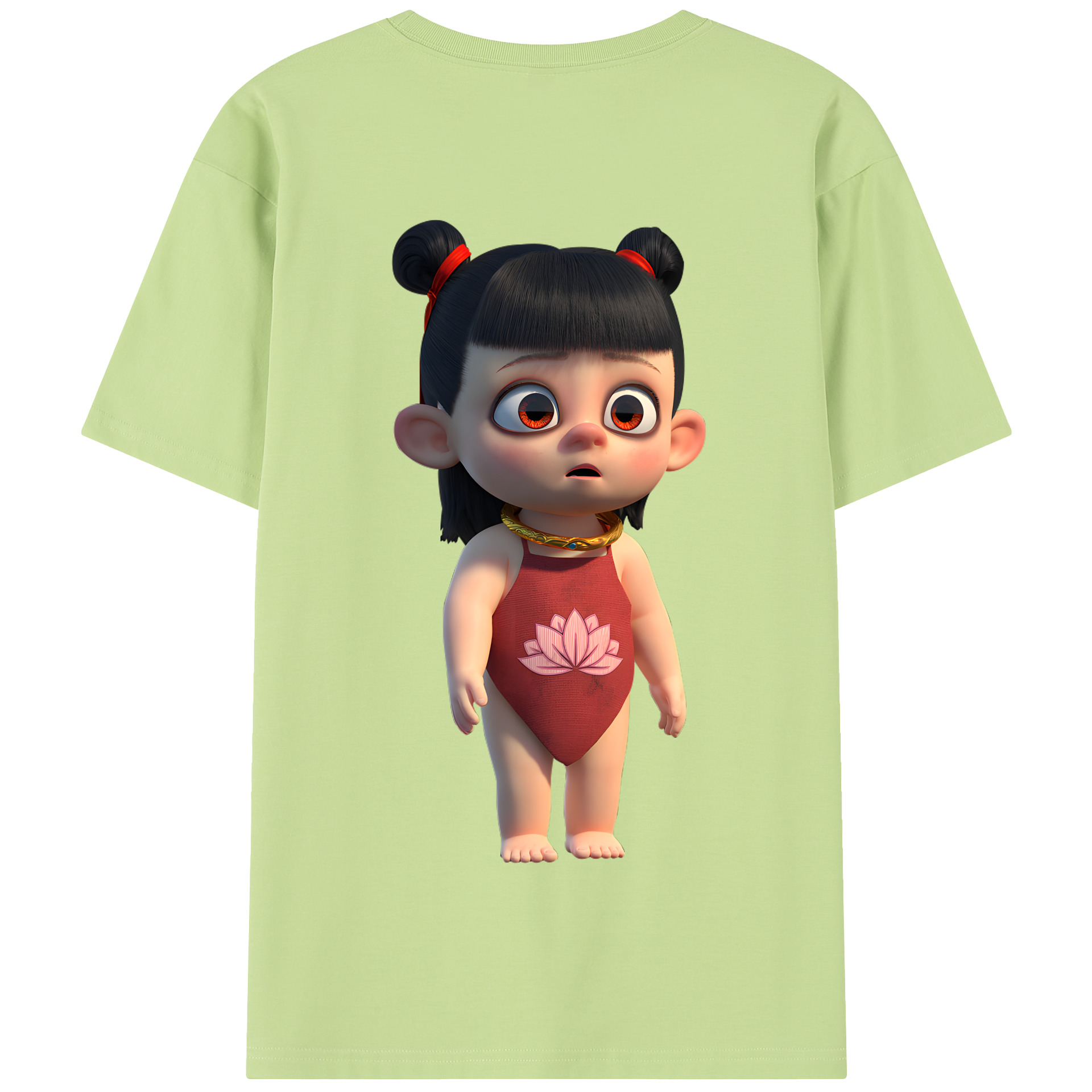（画像用） Ne Zha 2 ナタ 魔童の大暴れ 綿100％半袖Tシャツ（背面プリント）